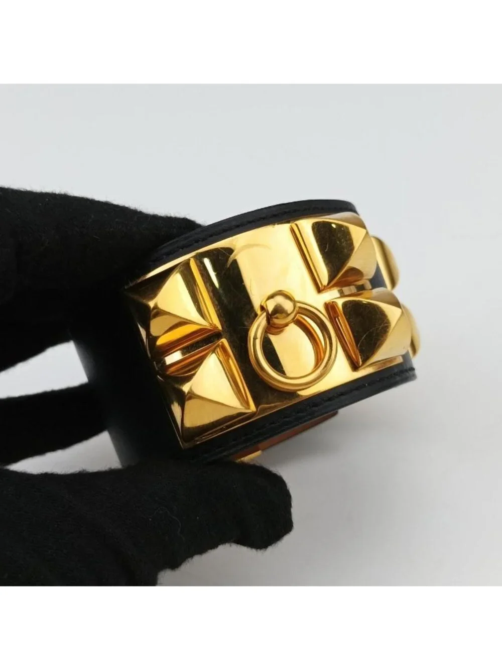 Hermes Collier de Chien Black Gold Leather S Si?q Bracelet - Picture 4 of 15